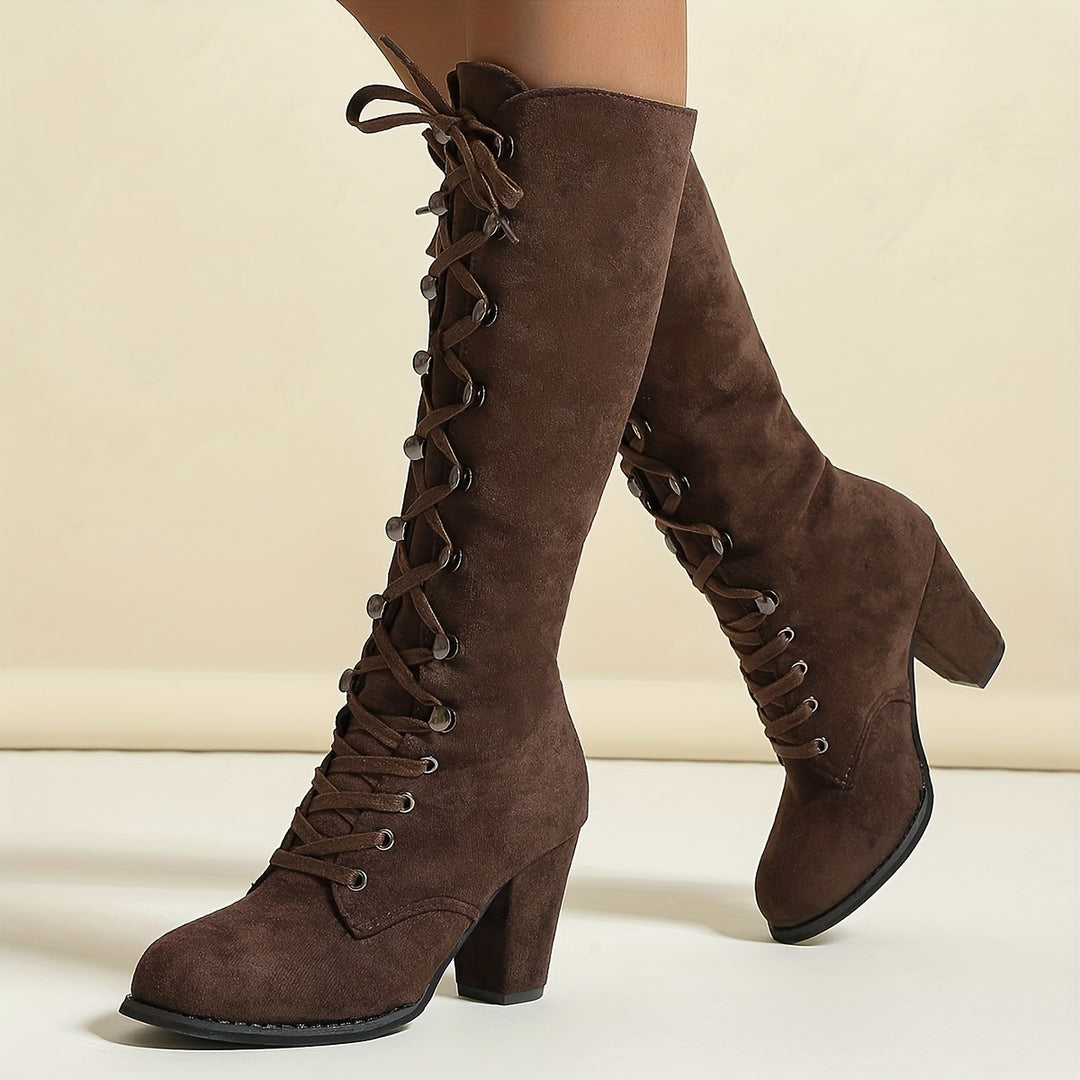 Sabine | Lace-Up Chunky-Heel Tall Boots