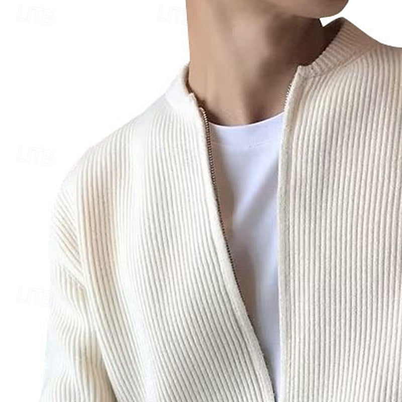 Nigel | Ribbed Zip-Front Cardigan