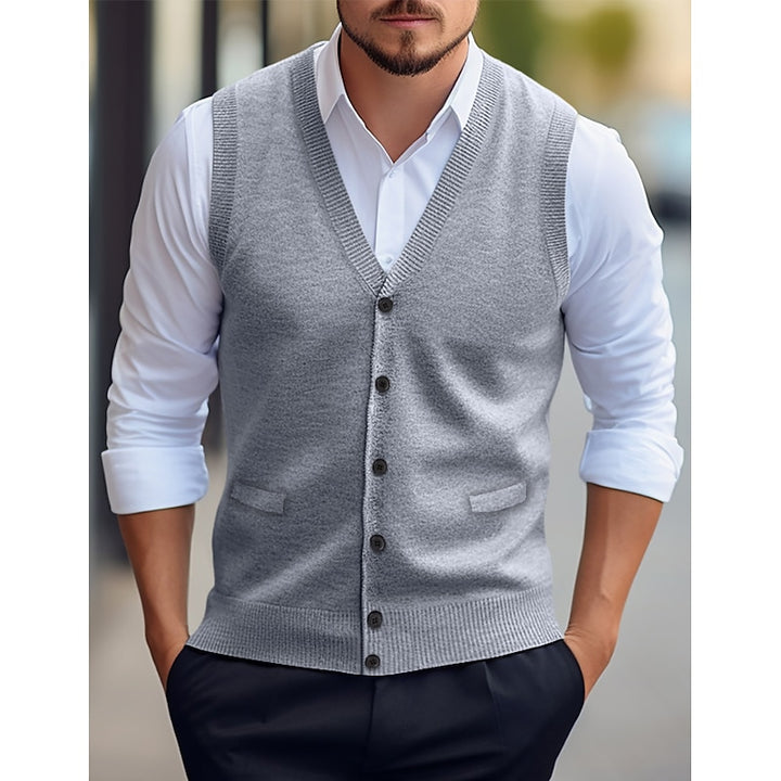 Leonard | Buttoned V-Neck Sweater Vest