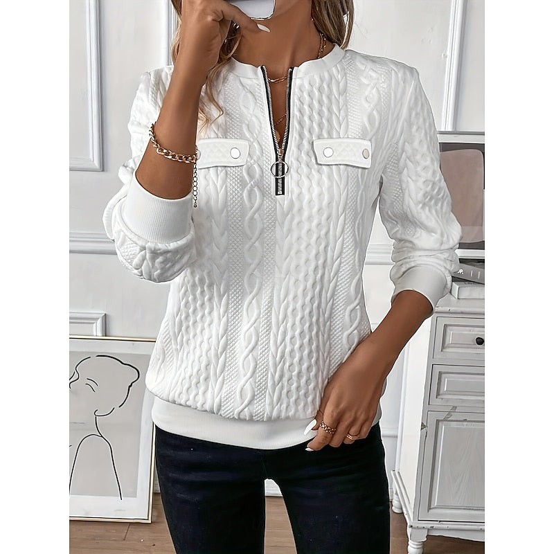 Rosanna | Cable-Textured Quarter-Zip Top
