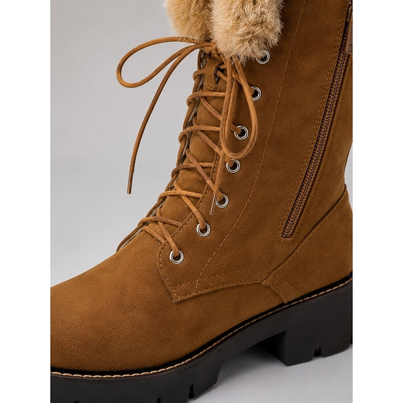 Aurelia | Cozy Lace-Up Knee-High Winter Boots