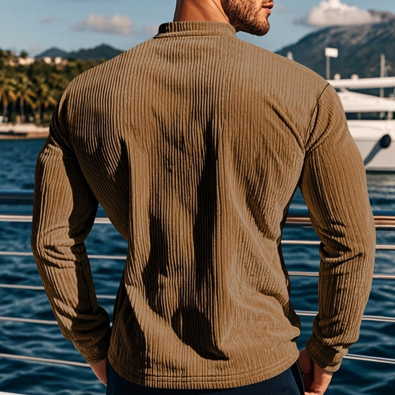 Elias | Ribbed Long Sleeve Henley Shirt