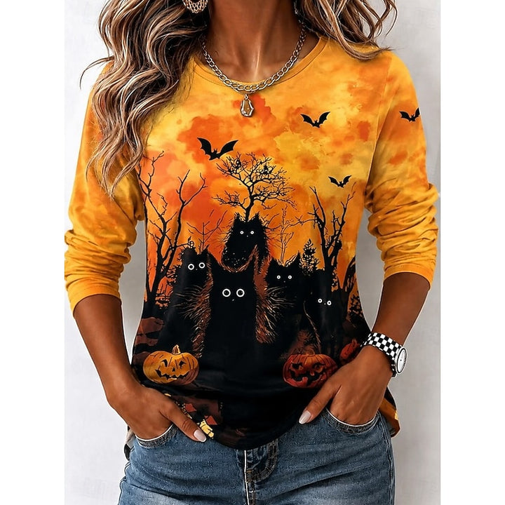 Autumn | Halloween Witch Graphic Long Sleeve Top