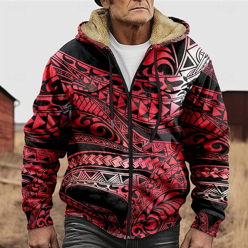 Elias | Patterned Zip Hooded Jacket