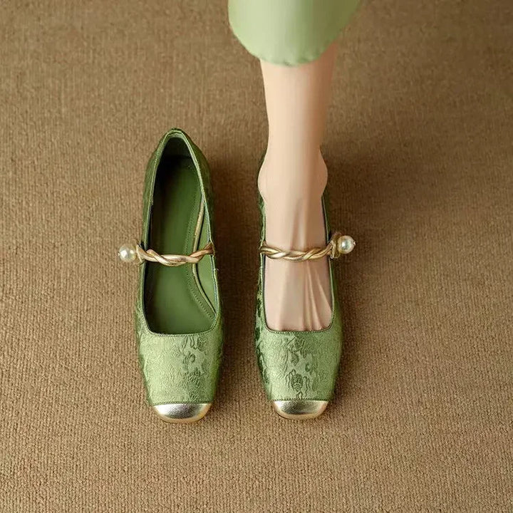Camille | Vintage Braided Pearl Strap Shoes