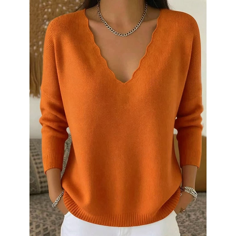 Hannah | Scalloped V-Neck Halloween Pullover