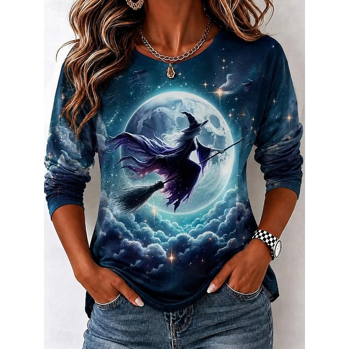 Autumn | Halloween Witch Graphic Long Sleeve Top