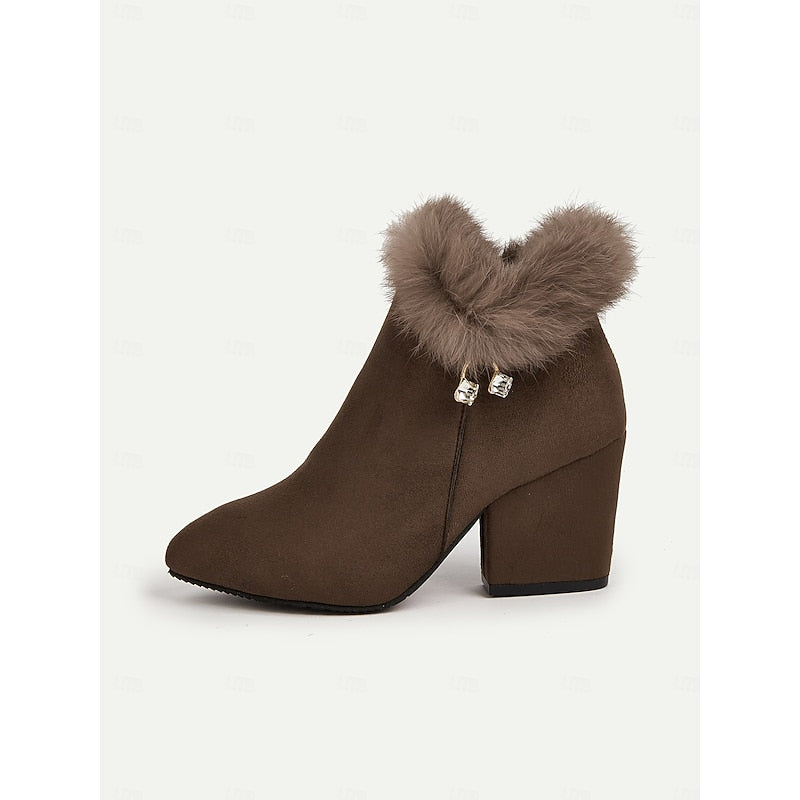Claire | Fur-Trimmed Block Heel Ankle Boots