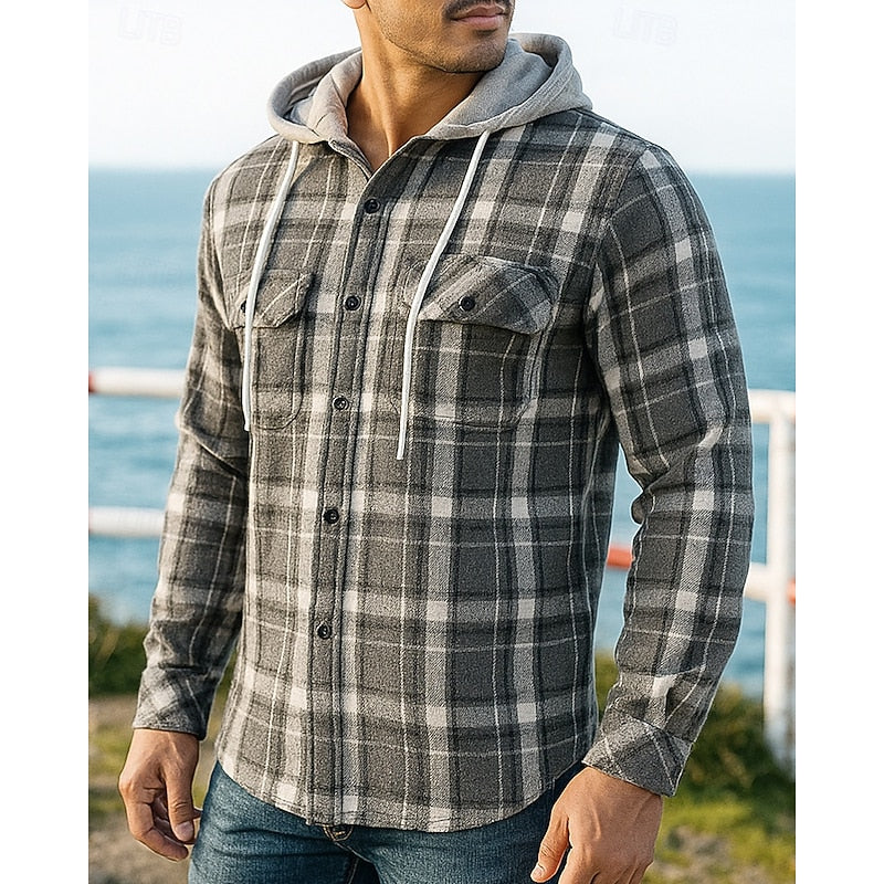 Emory | Rugged Hooded Plaid Shirt Jacket
