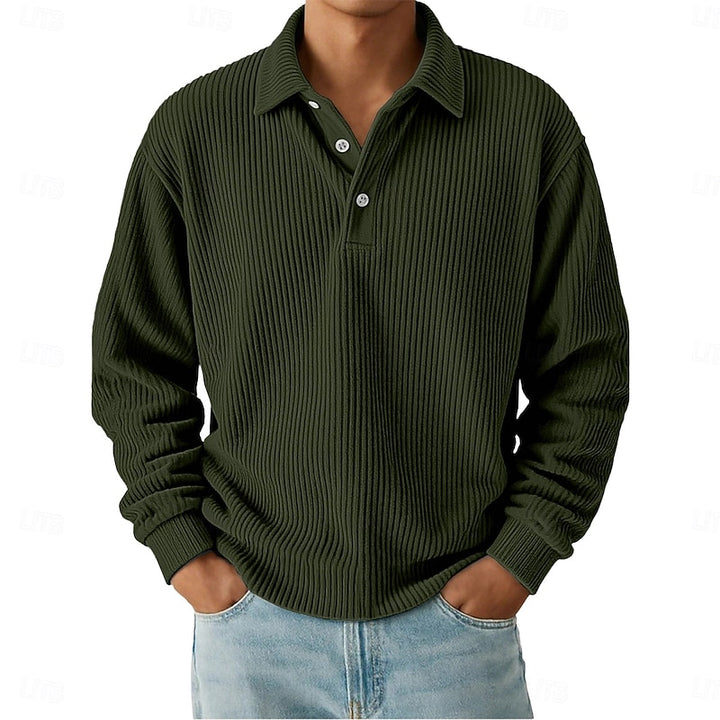 Wallace | Textured Long-Sleeve Polo Shirt