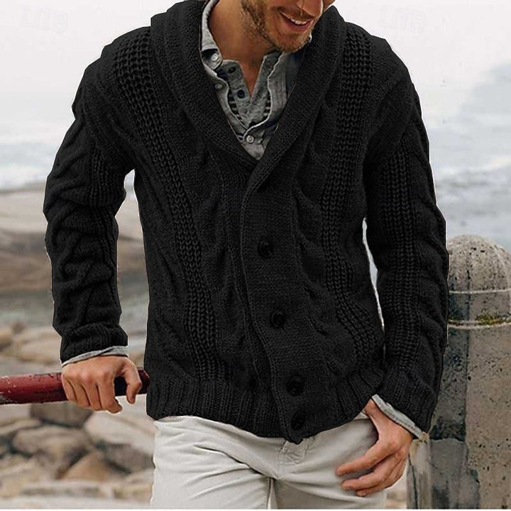 Alaric | Cable-Knit Shawl Collar Cardigan