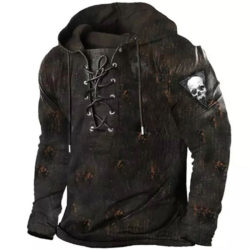 Cole | Halloween Lace-Up Skull Hoodie