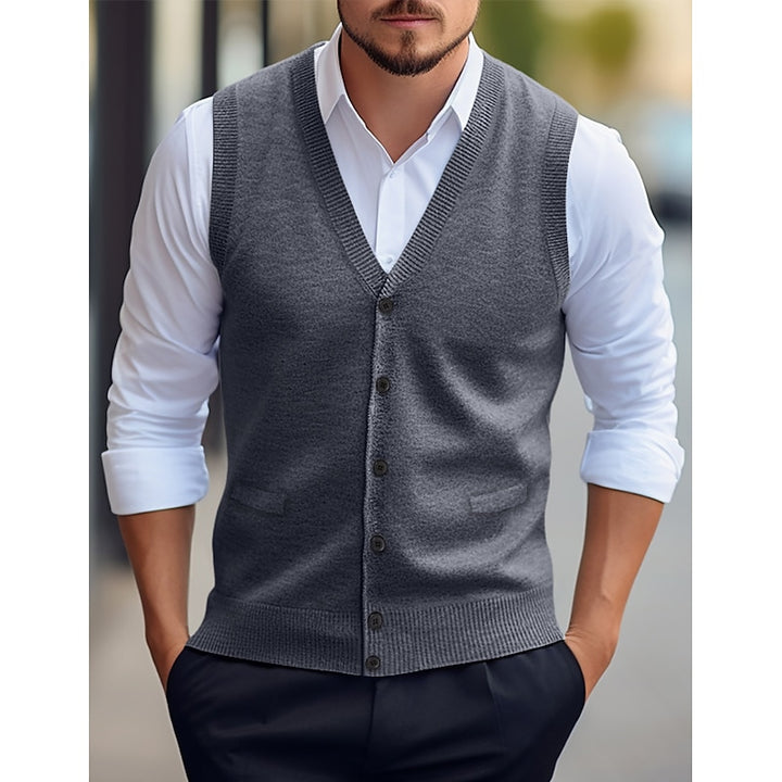 Leonard | Buttoned V-Neck Sweater Vest