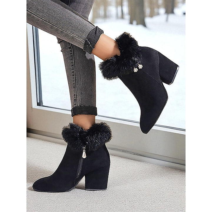 Claire | Fur-Trimmed Block Heel Ankle Boots