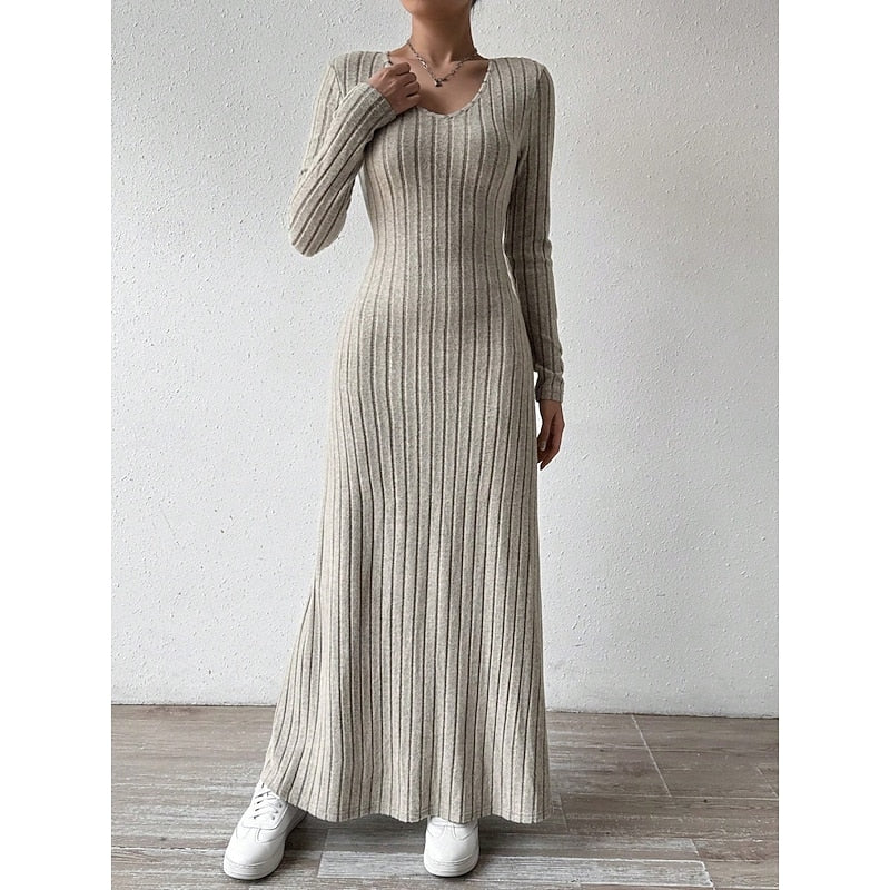 Willa | Ribbed Long-Sleeve Maxi Dress