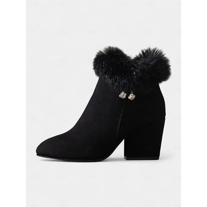Claire | Fur-Trimmed Block Heel Ankle Boots