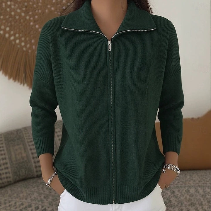 Claudia | Stand Collar Zip Cardigan