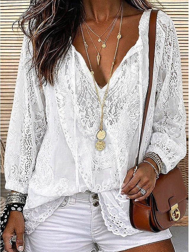 Estelle Boho Lace-Detail Blouse
