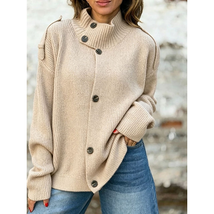 Diane | Buttoned Stand-Collar Cardigan
