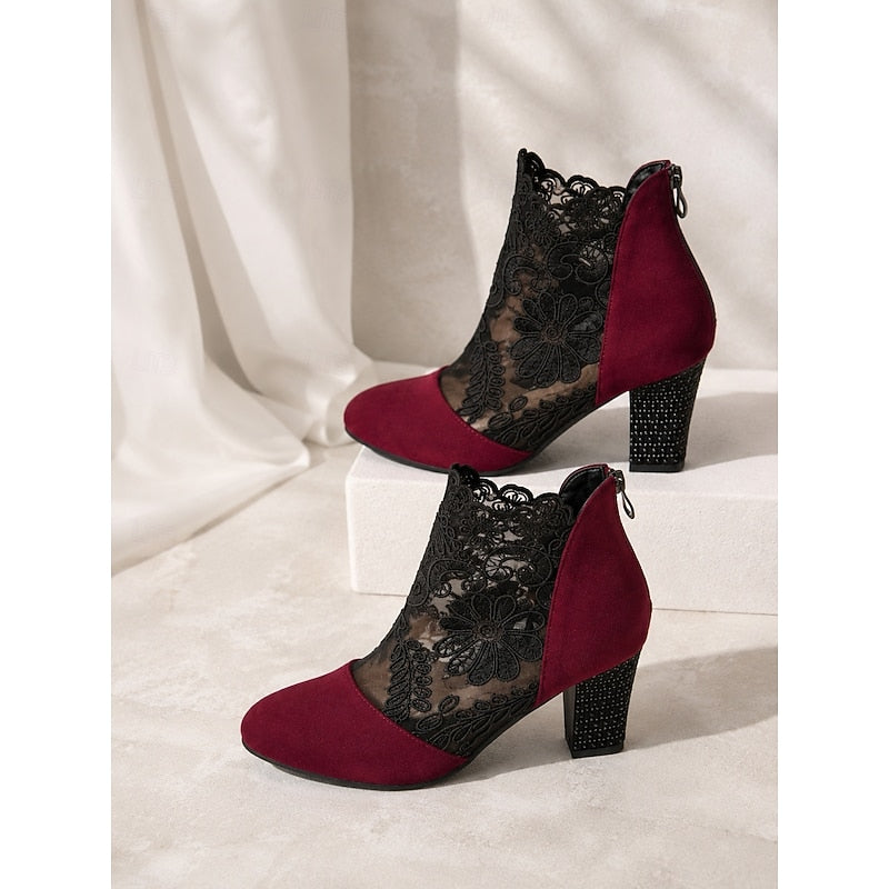 Belinda | Lace-Accent Heeled Ankle Boots