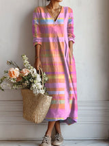 Miranda | Elegant Multicolor Long Sleeve Dress
