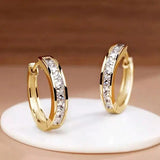 Yvonne | Elegant Gold and Crystal Round Earrings