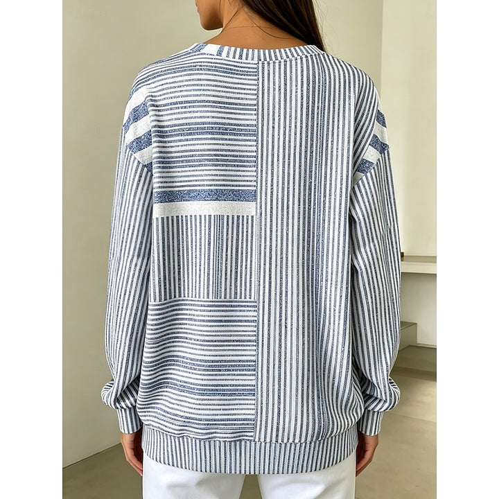 Adelaide | Striped Colorblock Crew Neck Sweatshirt