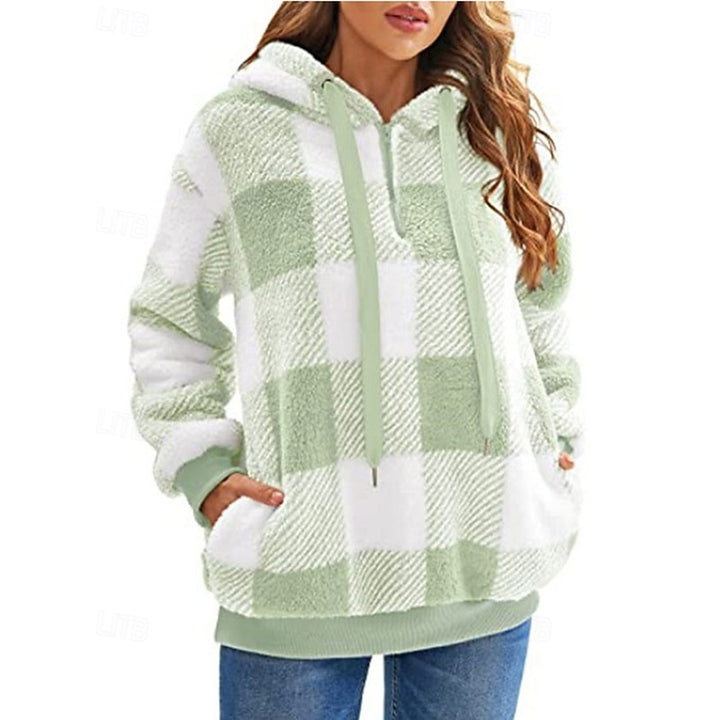 Colette | Cozy Quarter-Zip Checkered Hoodie