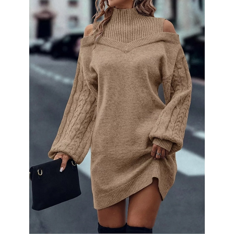 Winifred | Cold-Shoulder Turtleneck Sweater Dress