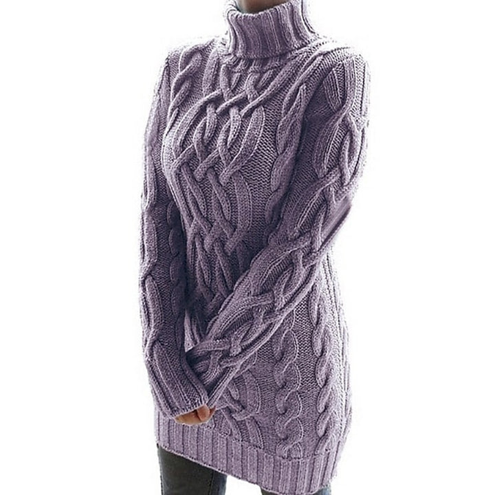 Thea | Cable-Textured Turtleneck Sweater Dress
