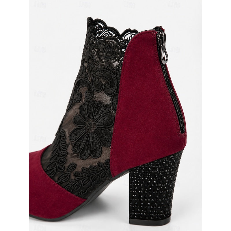 Belinda | Lace-Accent Heeled Ankle Boots