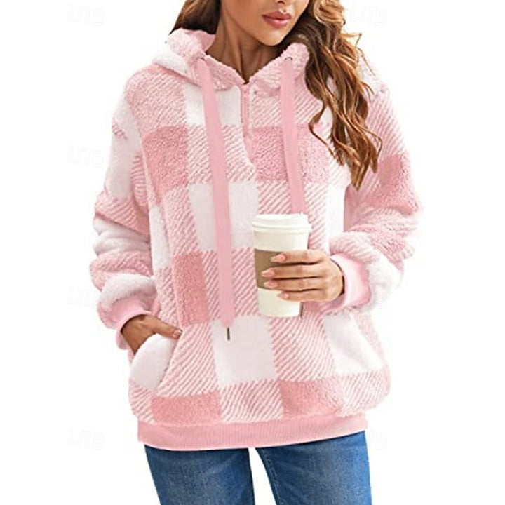 Colette | Cozy Quarter-Zip Checkered Hoodie