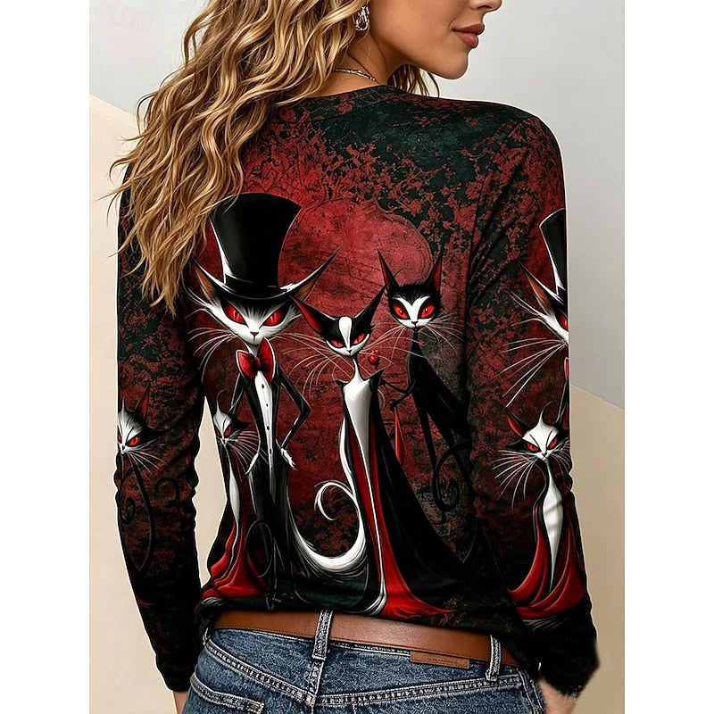 Katherine | Halloween Gothic Graphic Long-Sleeve Top