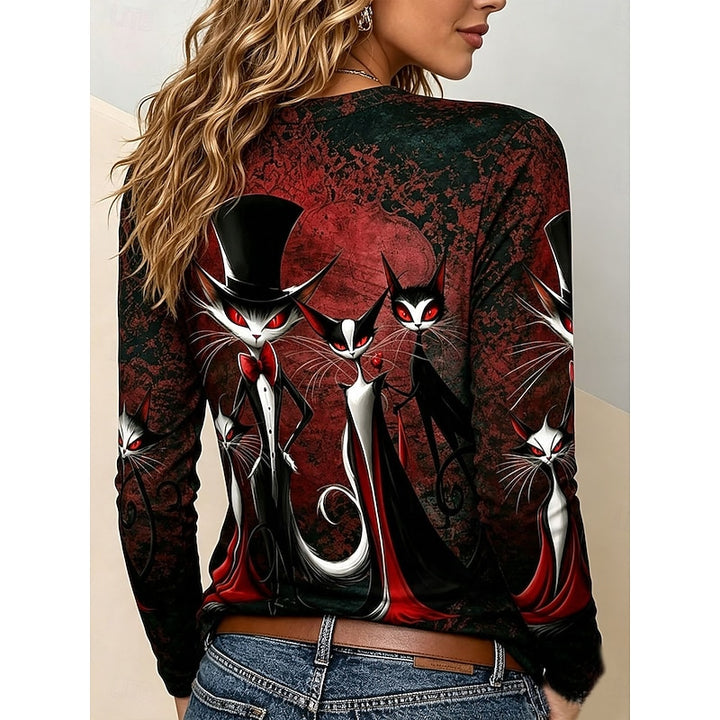 Katherine | Halloween Gothic Graphic Long-Sleeve Top