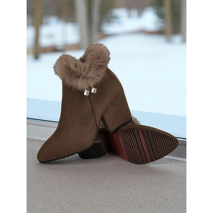 Claire | Fur-Trimmed Block Heel Ankle Boots