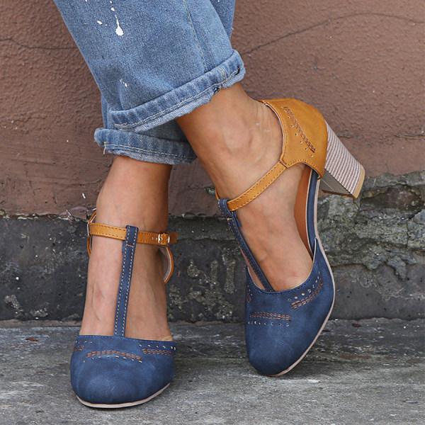 Marcella Block-Heel Mary Janes Side View