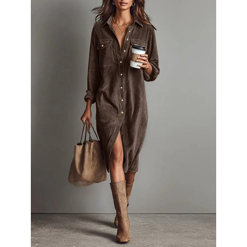 Cassandra | Relaxed Button-Front Shirt Dress