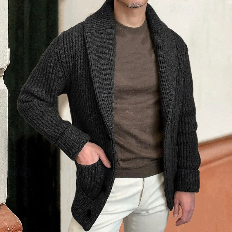 Bradley | Shawl Collar Ribbed Cardigan