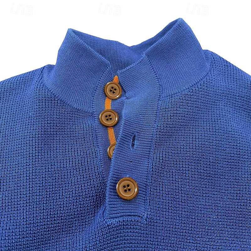 Beckett | Stand Collar Button Sweater