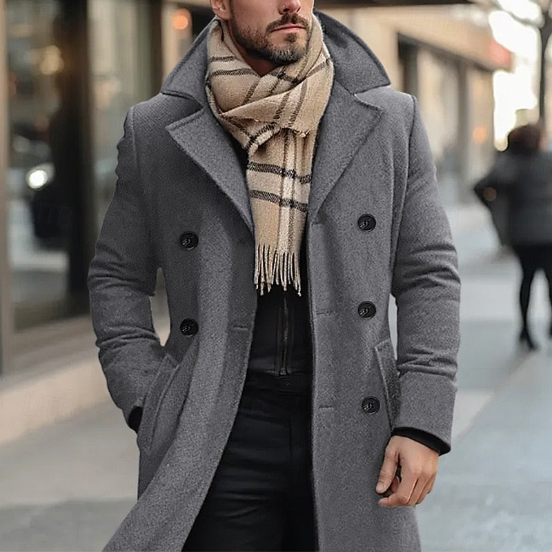 Malcolm refined double-breasted overcoat