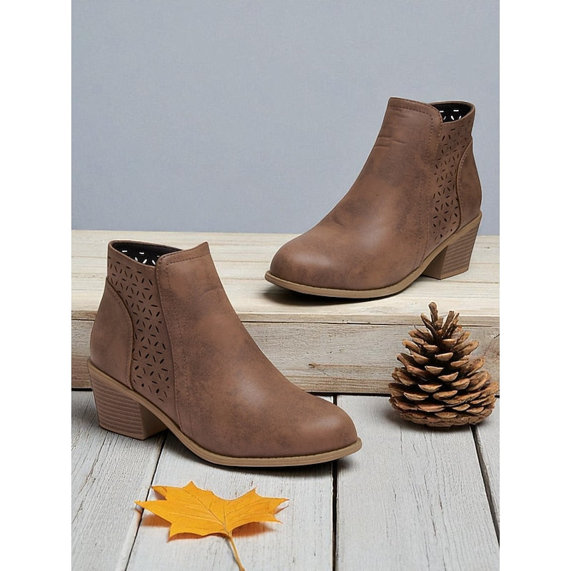 Hollis | Cutout Low-Heel Ankle Boots