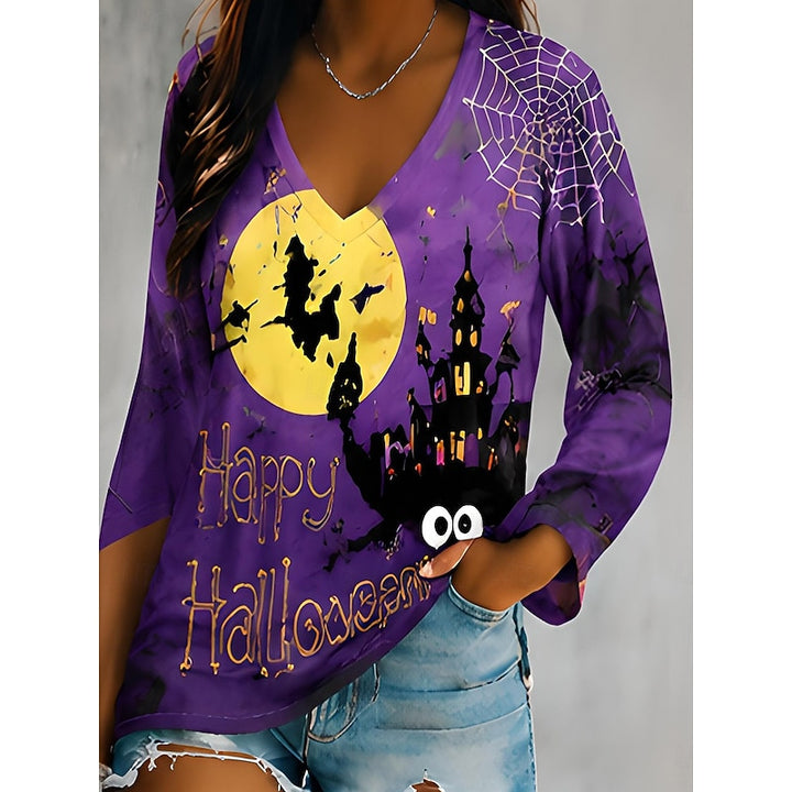 Autumn | Halloween Graphic V-Neck Top