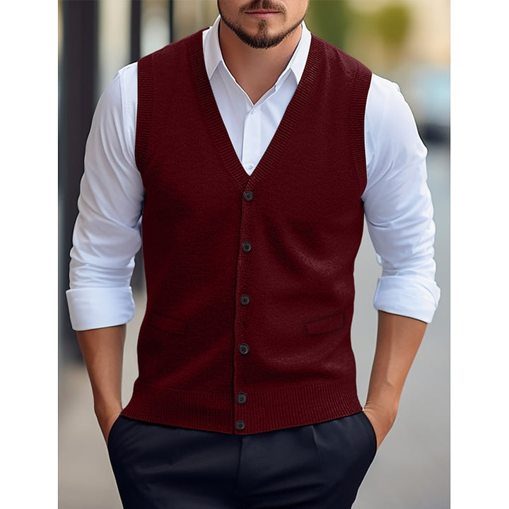 Leonard | Buttoned V-Neck Sweater Vest