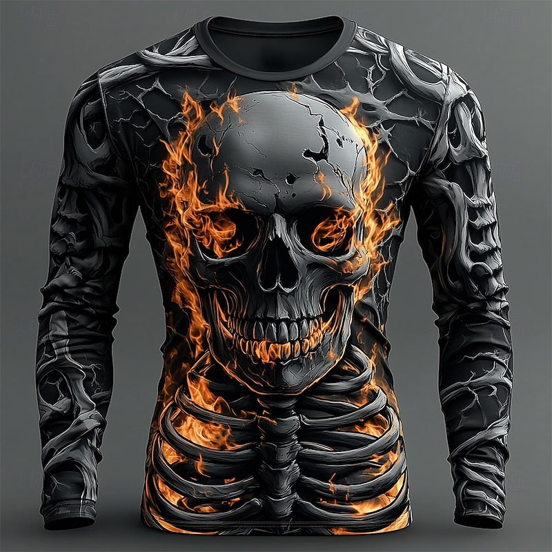 Jasper | Flame Skeleton Halloween Long-Sleeve Shirt