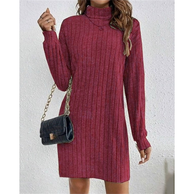 Cornelia | Ribbed Roll-Neck Dress