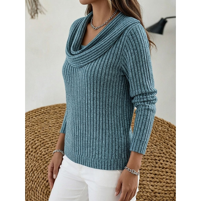 Isadora | Cowl-Neck Ribbed Top