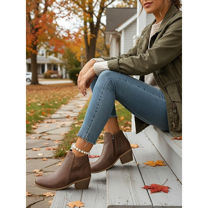 Hollis | Cutout Low-Heel Ankle Boots