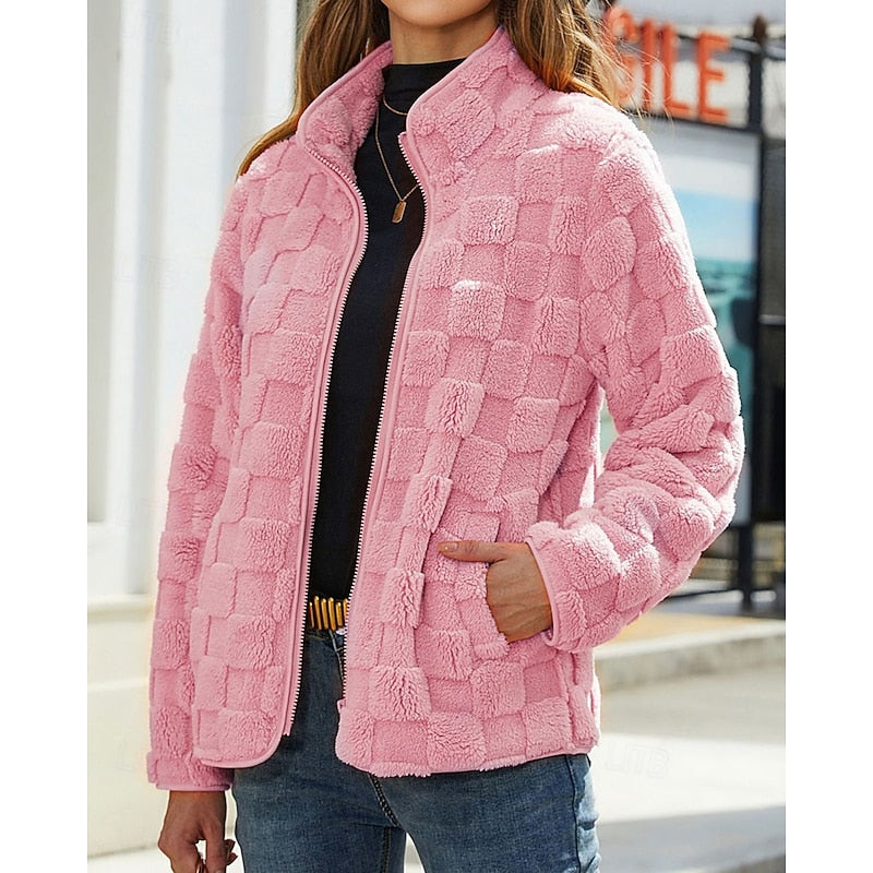 Annika | Textured Stand-Collar Zip Coat
