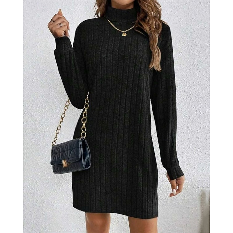 Cornelia | Ribbed Roll-Neck Dress