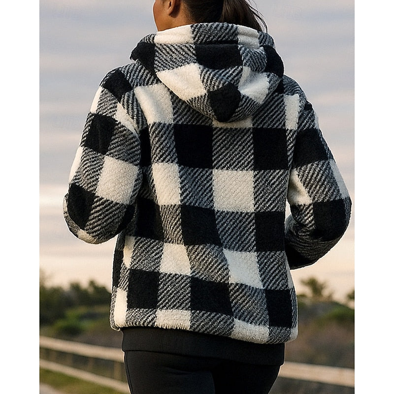 Colette | Cozy Quarter-Zip Checkered Hoodie